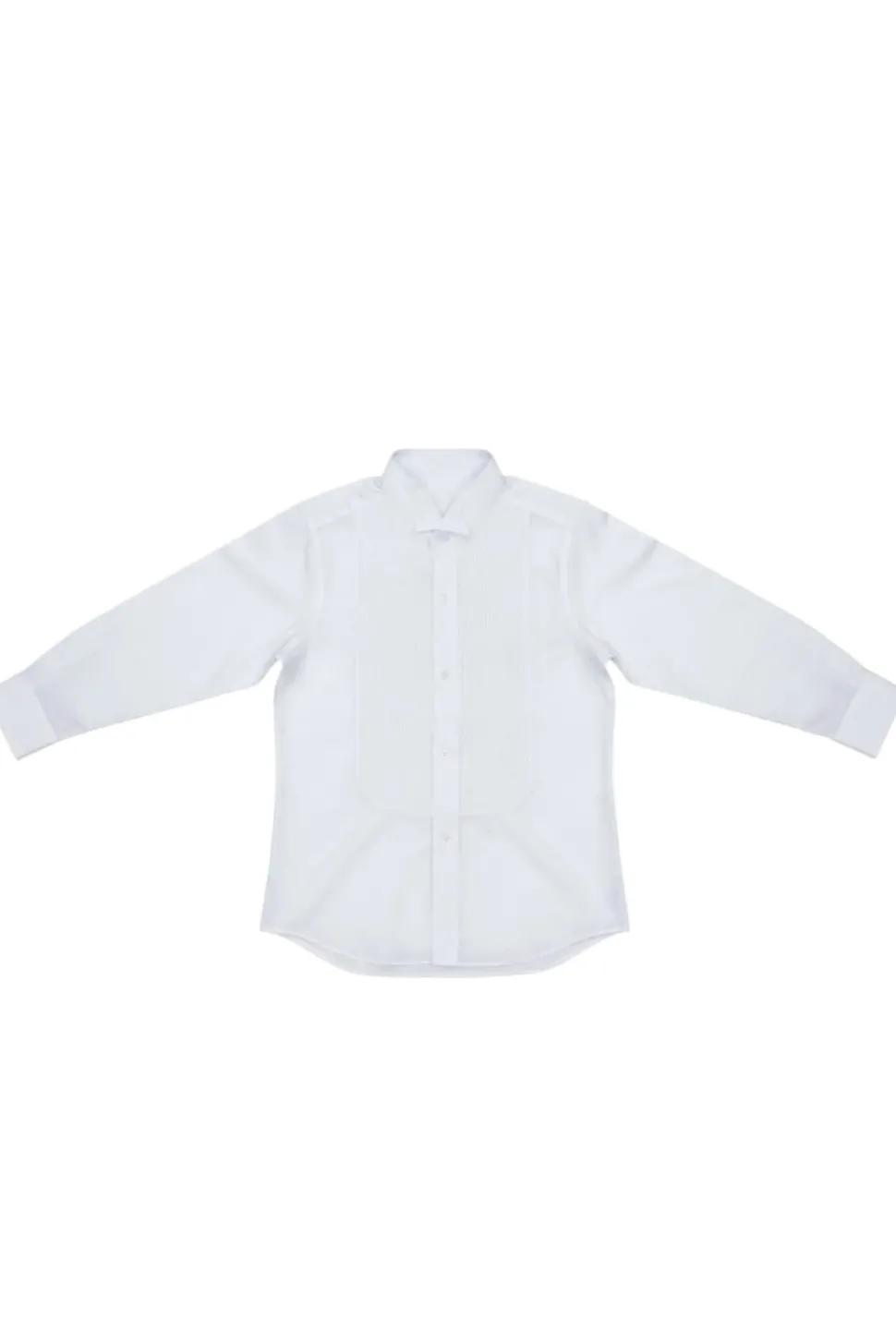 (15½ 34/35) Regular Fit Wingtip Collar Pin Pleated Tuxedo Shirt - White