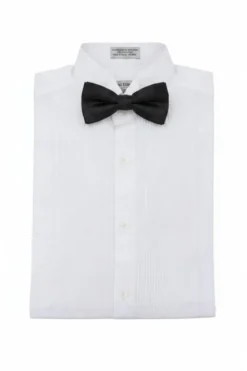 (15½ 34/35) Regular Fit Wingtip Collar Pin Pleated Tuxedo Shirt - White