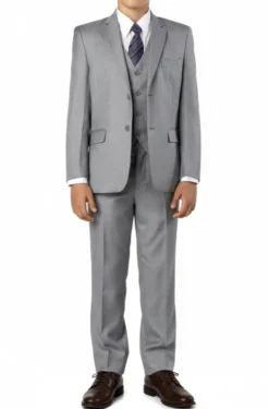 (8, 10H) Boy Suit 5 Piece Set Mid Gray
