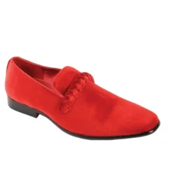 After Midnight Collection - Red Velvet Braided Strap Slip-On Loafer