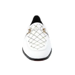 After Midnight Collection - White Velvet Crystal Studded Design Slip-On Loafer
