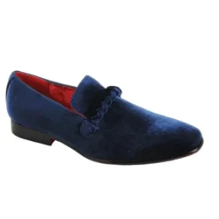 After Midnight Collection - Navy Velvet Braided Strap Slip-On Loafer