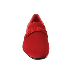 After Midnight Collection - Red Velvet Braided Strap Slip-On Loafer