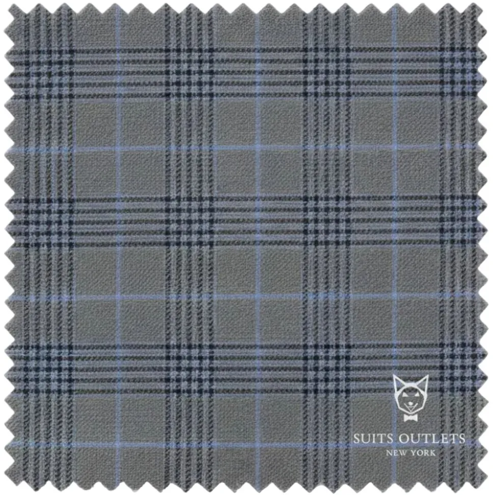 Alexander Collection - Regular Fit Charcoal Glen Plaid Double Breasted 2-Piece Suit