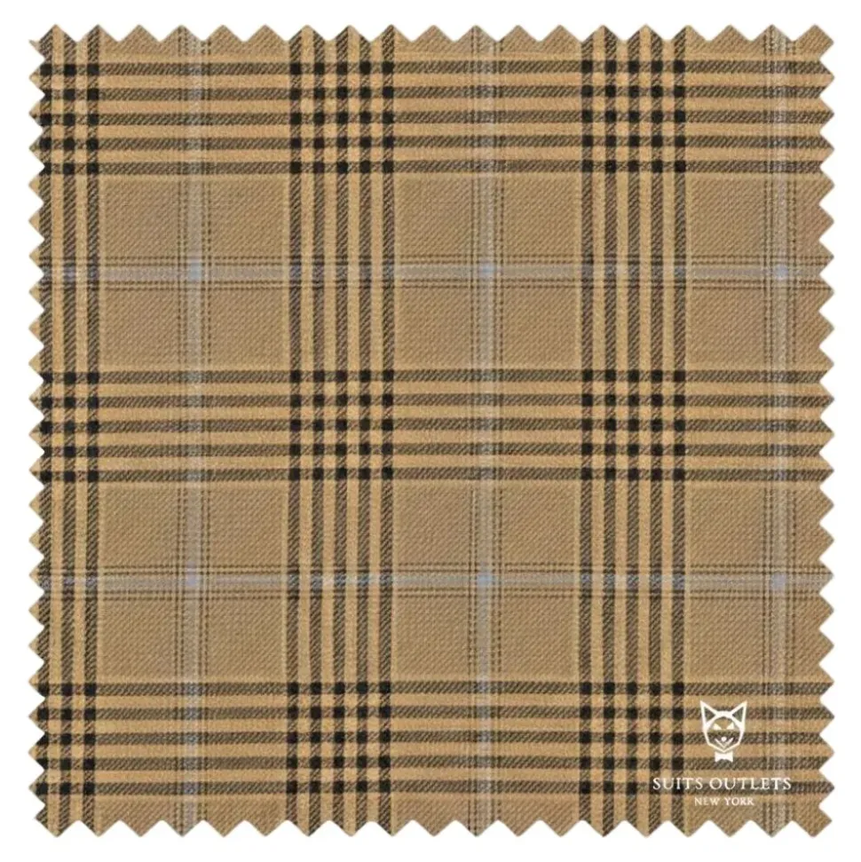 Alexander Collection - Regular Fit Mocha Glen Plaid Double Breasted 2-Piece Suit