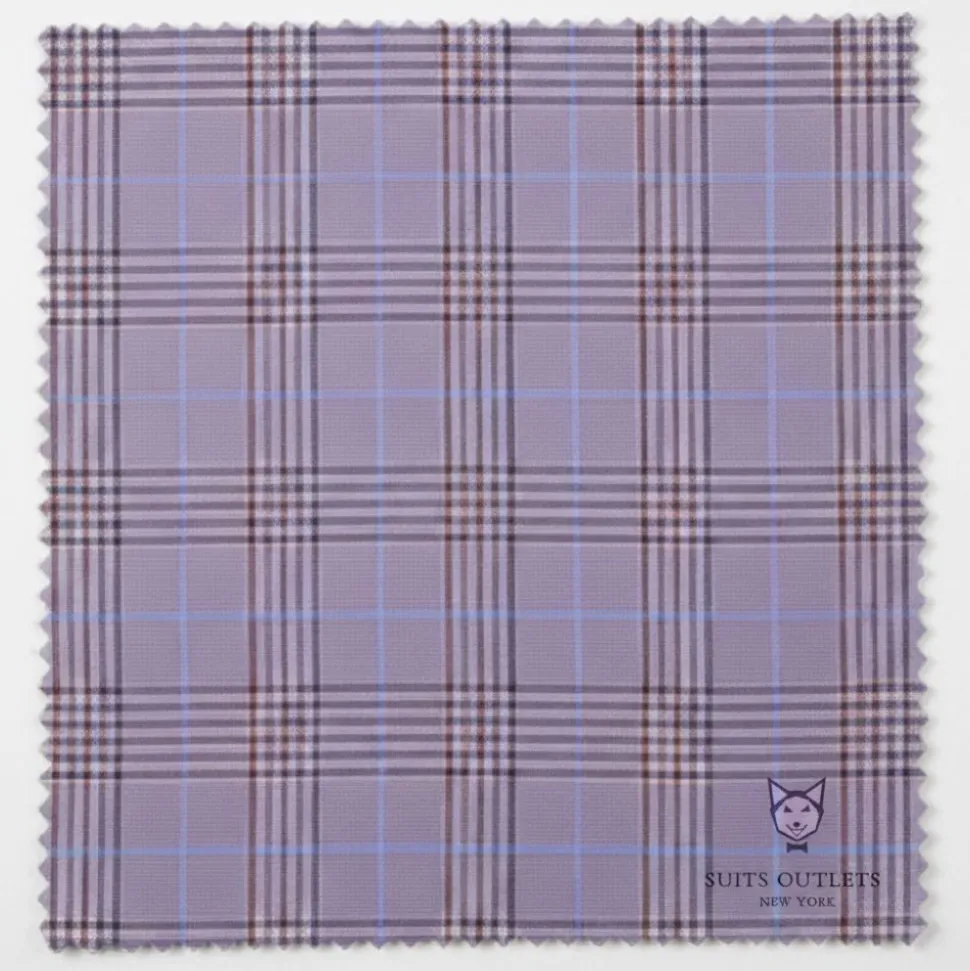 Alexander Collection - Regular Fit Light Purple Glen Plaid Double Breasted 2-Piece Suit
