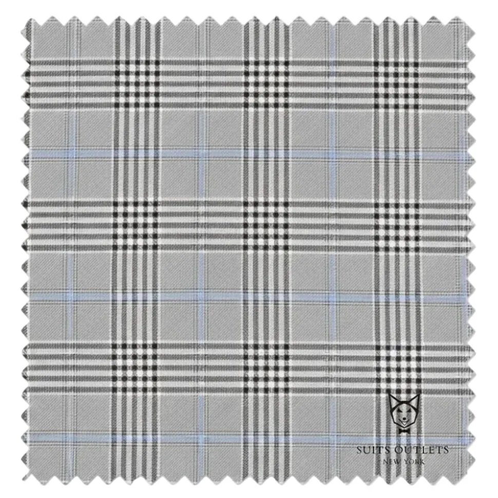 Alexander Collection - Gray Double Breasted 2 Piece Suit Regular Fit Tone on Tone Windowpane