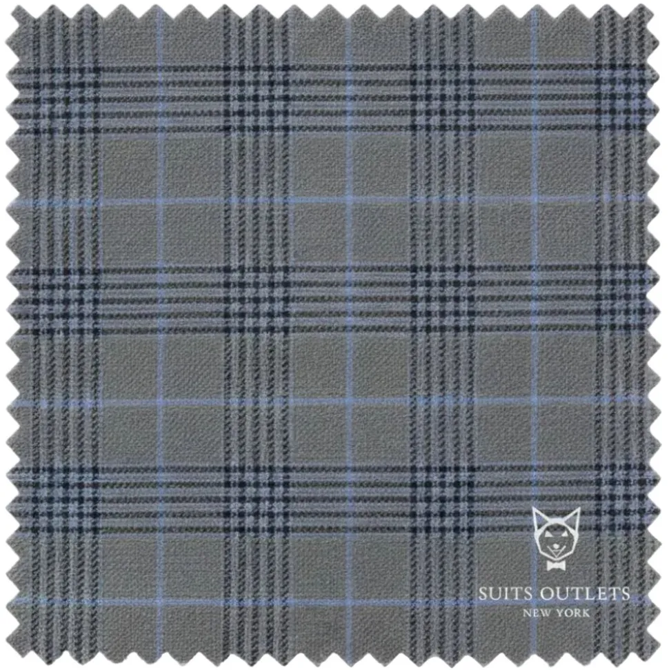Alexander Collection - Regular Fit Charcoal Glen Plaid Double Breasted 2-Piece Suit