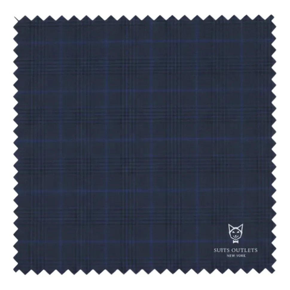 Alexander Collection - Regular Fit Navy Glen Plaid Double Breasted 2-Piece Suit