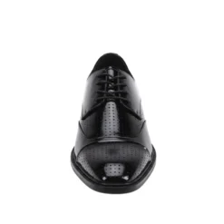 Alford Collection - Black Perforated Cap-Toe Dress Shoe