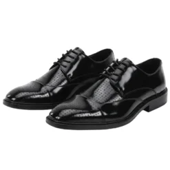 Alford Collection - Black Perforated Cap-Toe Dress Shoe