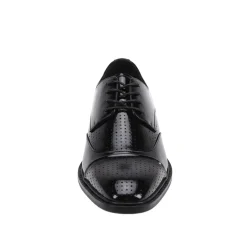 Alford Collection - Black Perforated Cap-Toe Dress Shoe