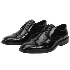 Alford Collection - Black Perforated Cap-Toe Dress Shoe
