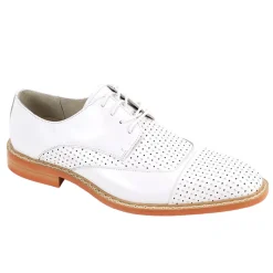 Alford Collection - White Perforated Cap-Toe Dress Shoe