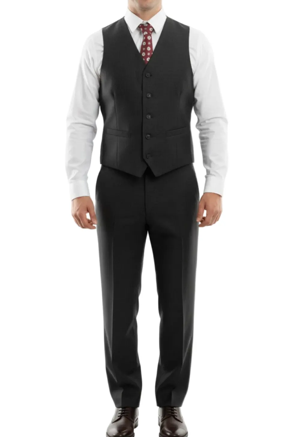 Arezzo Collection - 100% Wool Suit Modern Fit Italian Style 3 Piece in Black