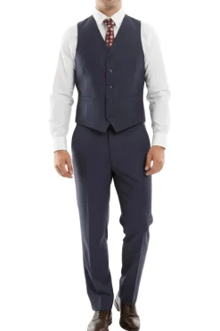Arezzo Collection - 100% Wool Suit Modern Fit Italian Style 3 Piece in Navy