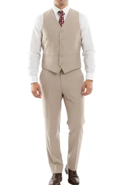 Arezzo Collection - Wool Suit Modern Fit Italian Style 3 Piece in Tan