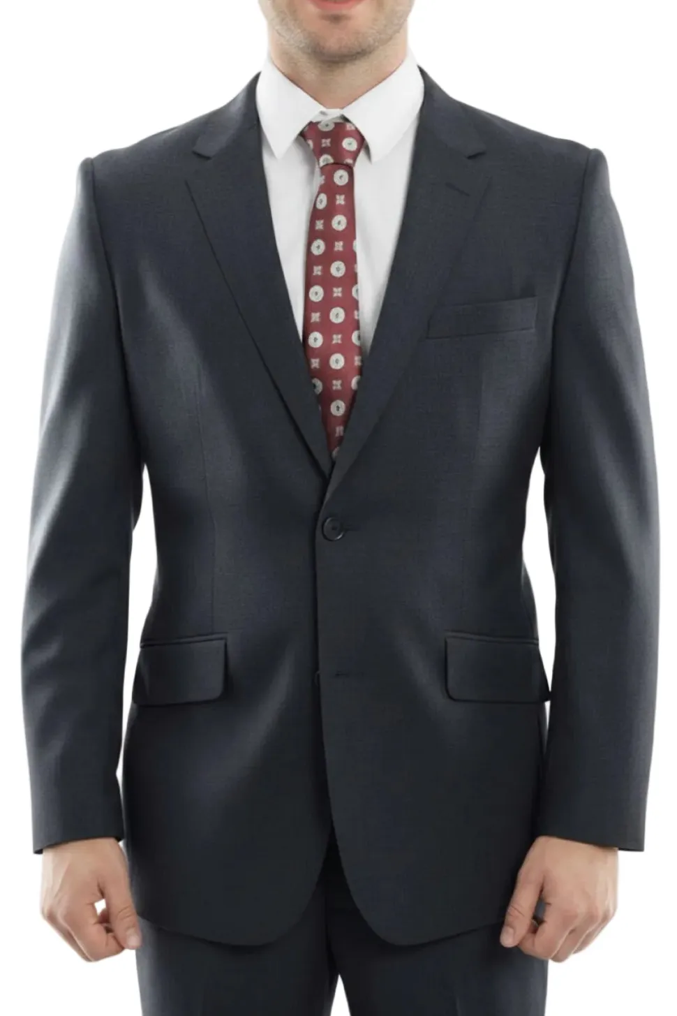 Arezzo Collection - 100% Wool Suit Modern Fit Italian Style 2 Piece in Navy