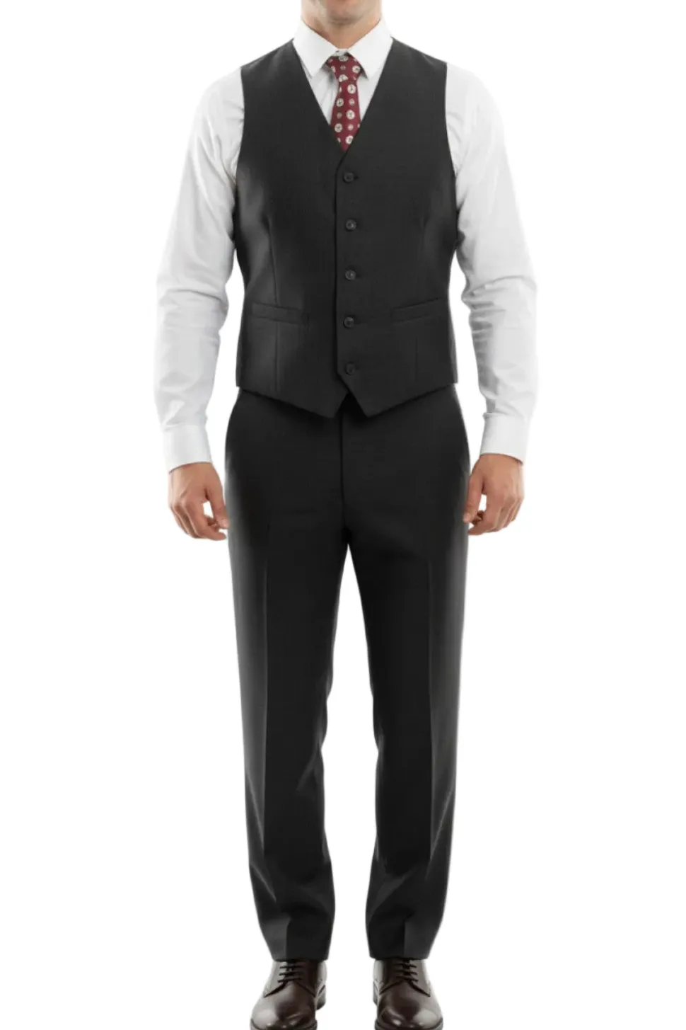 Arezzo Collection - 100% Wool Suit Modern Fit Italian Style 3 Piece in Black