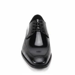 Asher Collection - Black Embossed Leather Moc-Toe Dress Shoe