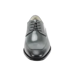 Asher Collection - Gray Embossed Leather Moc-Toe Dress Shoe