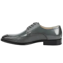 Asher Collection - Gray Embossed Leather Moc-Toe Dress Shoe