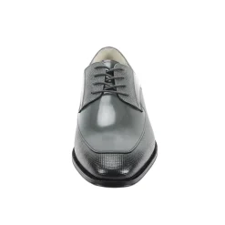 Asher Collection - Gray Embossed Leather Moc-Toe Dress Shoe