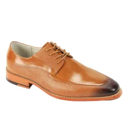 Asher Collection - Tan Embossed Leather Moc-Toe Dress Shoe