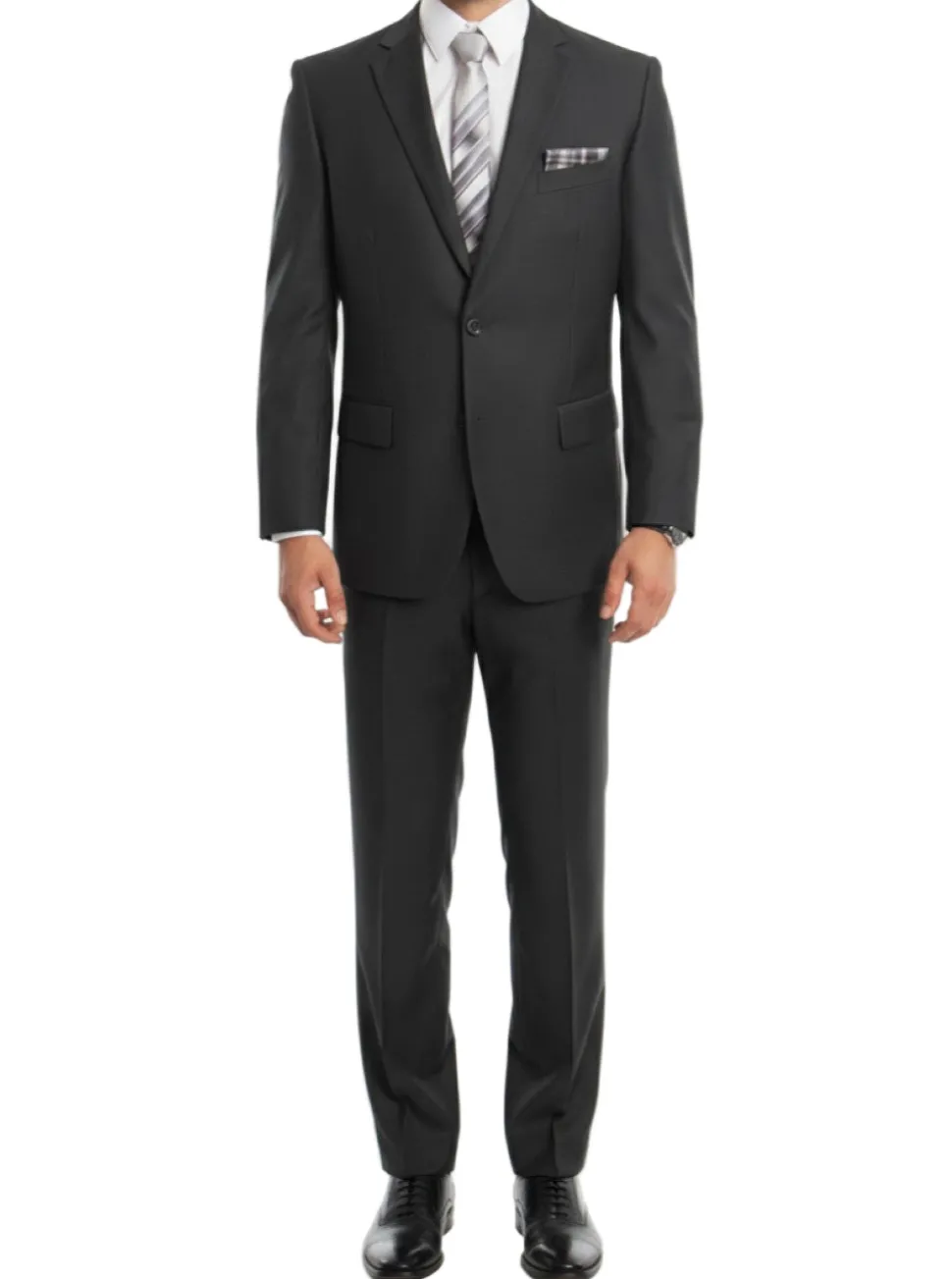 Bacchus Collection - Modern Fit Suit 2 Button 2 Piece in Dark Gray