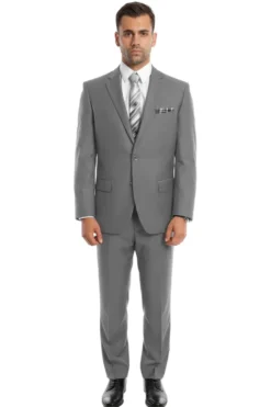 Bacchus Collection - Modern Fit Suit 2 Button 2 Piece in Light Gray