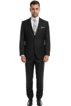 Bacchus Collection - Modern Fit Suit 2 Button 2 Piece in Black