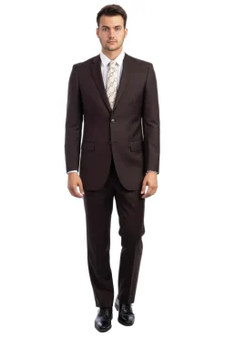 Bacchus Collection - Modern Fit Suit 2 Button 2 Piece in Chocolate