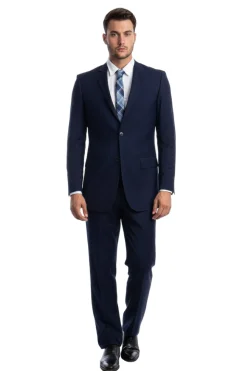 Bacchus Collection - Modern Fit Suit 2 Button 2 Piece in Navy