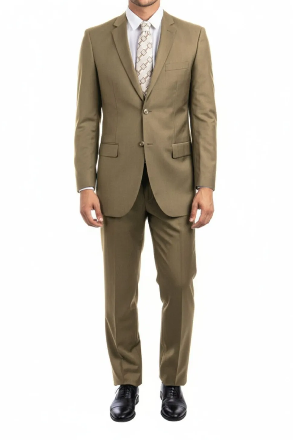 Bacchus Collection - Modern Fit Suit 2 Button 2 Piece in Dark Taupe
