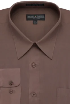 Basic Dress Shirt Convertible Cuff Regular Fit in Taupe