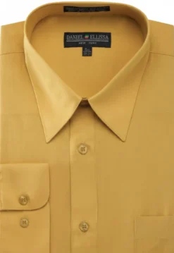 Basic Dress Shirt Convertible Cuff Regular Fit in Mustard