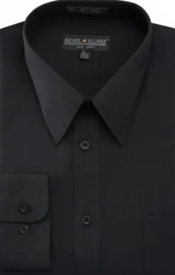 Basic Dress Shirt Convertible Cuff Regular Fit in Black