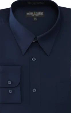 Basic Dress Shirt Convertible Cuff Regular Fit in Navy