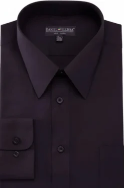 Basic Dress Shirt Convertible Cuff Regular Fit in Plum