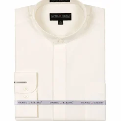 Basic Banded Convertible Cuff Collar Dress Shirt in Ivory