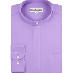 Basic Banded Convertible Cuff Collar Dress Shirt in Lavender