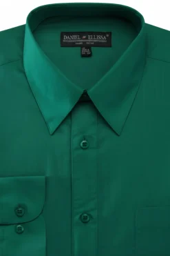 Basic Dress Shirt Convertible Cuff Regular Fit in Hunter Green