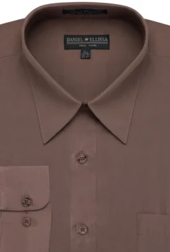 Basic Dress Shirt Convertible Cuff Regular Fit in Taupe