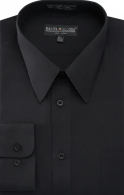 Basic Dress Shirt Convertible Cuff Regular Fit in Black