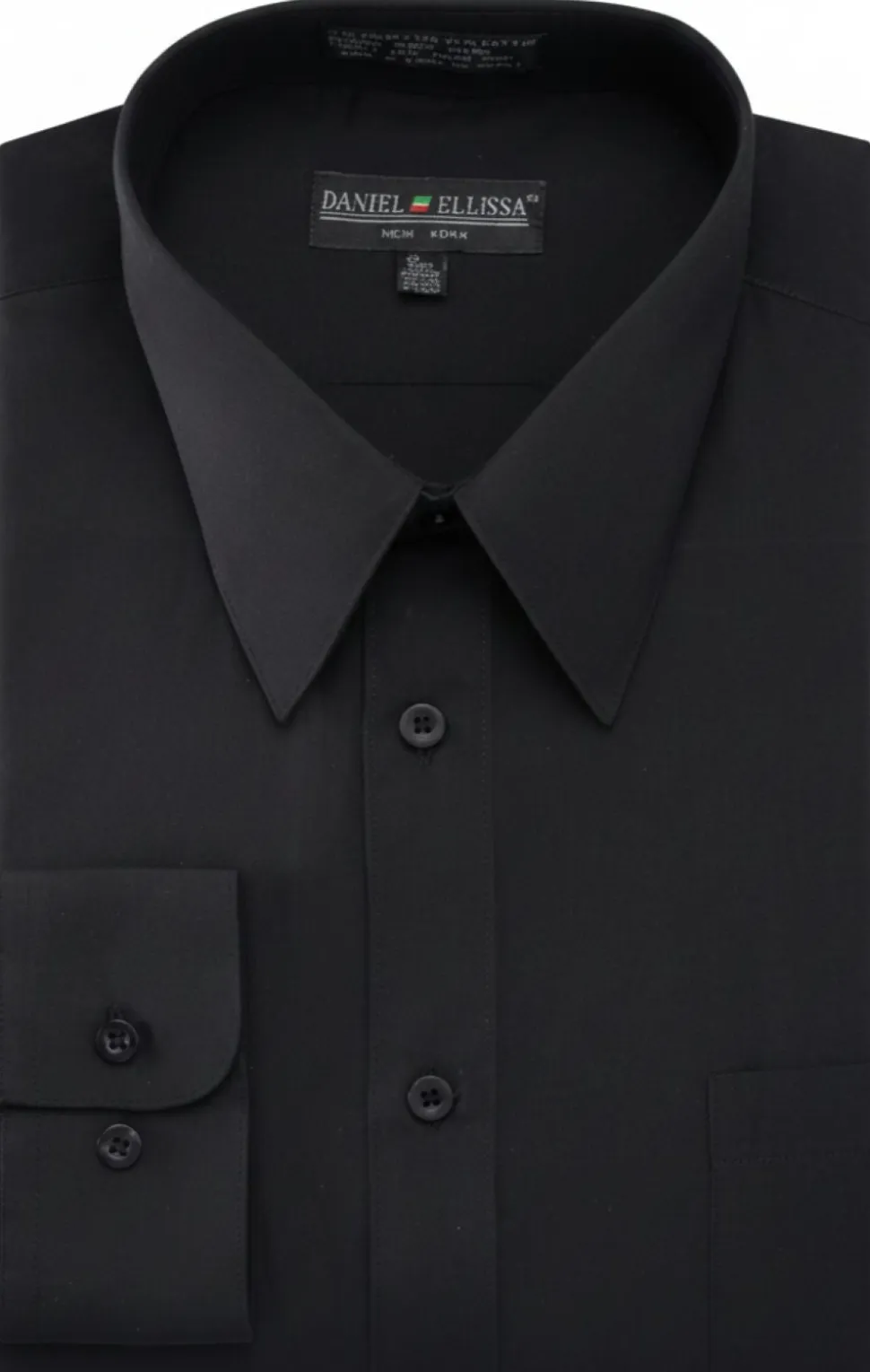 Basic Dress Shirt Convertible Cuff Regular Fit in Black
