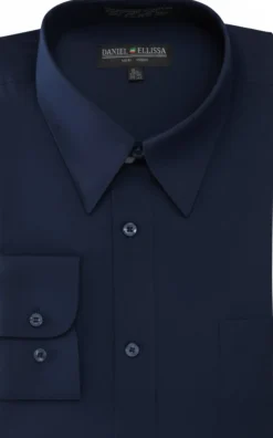 Basic Dress Shirt Convertible Cuff Regular Fit in Navy