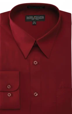 Basic Dress Shirt Convertible Cuff Regular Fit in Burgundy