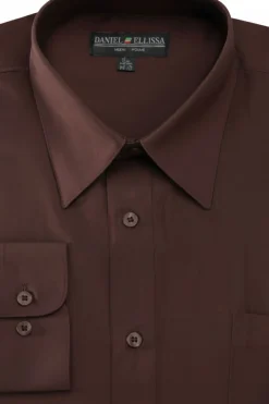 Basic Dress Shirt Convertible Cuff Regular Fit in Dark Brown