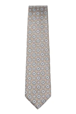 Beige Geometric Medallion Pattern Tie
