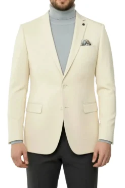 Beige Hybrid Fit Single Breasted Notch Lapel Jacket